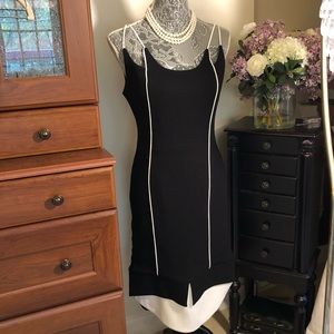 Couture black and white evening dress